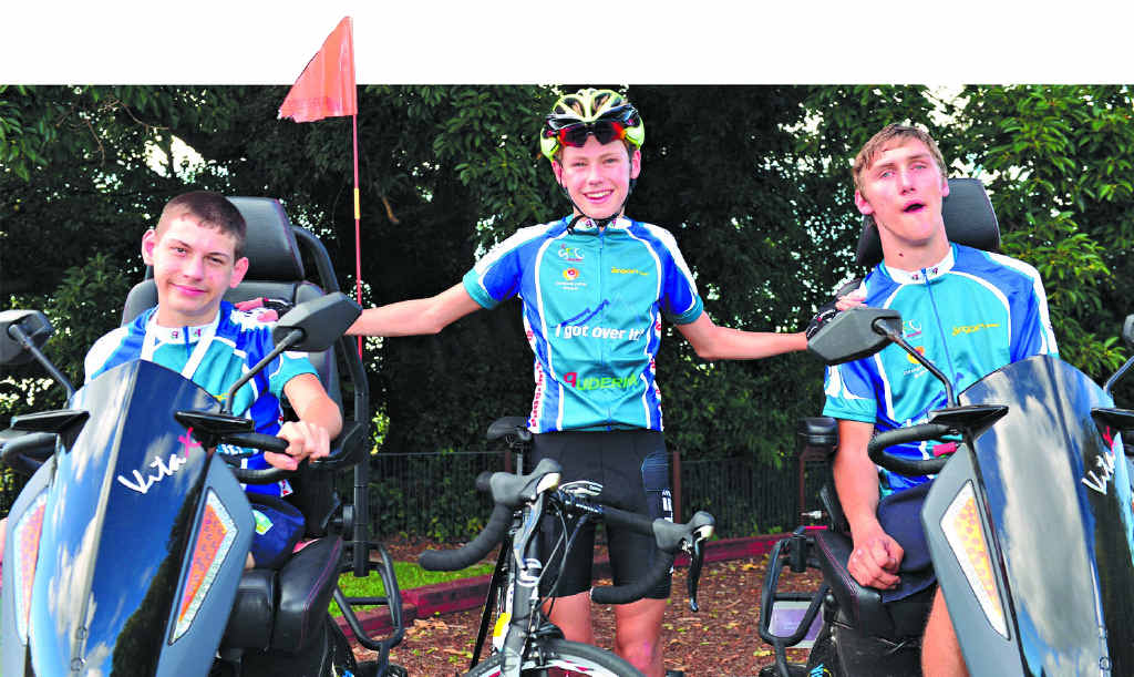 CHARITY DAY: Josh Paix, Elliott Gray and Max Quaglio are kitted out in their race gear for the Buderim 9 Challenge. CHARITY DAY: Josh Paix, Elliott Gray and Max Quaglio are kitted out in their race gear for the Buderim 9 Challenge.